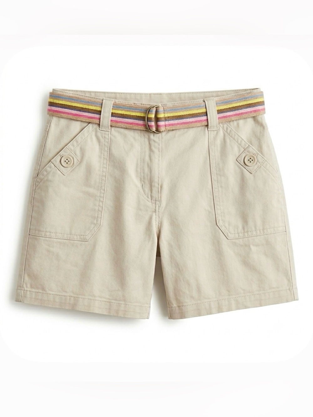 NWT Lady Hathaway Cream Cotton Shorts with Striped Belt Size 12